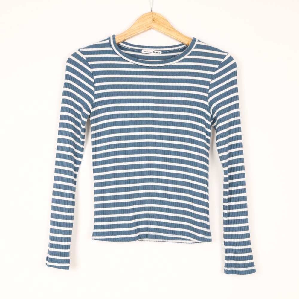 Reformation Ribbed Long Sleeve Shirt